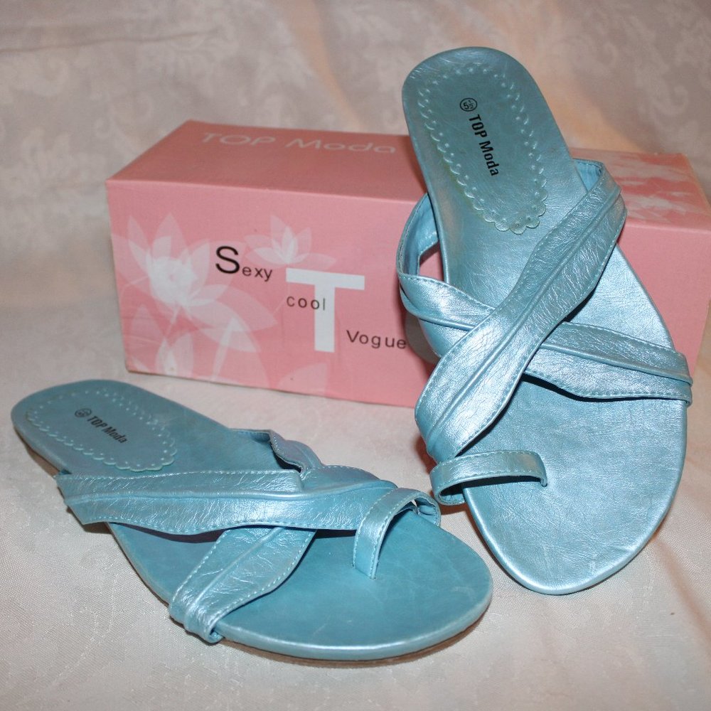 Metallic light blue dressy sandals 5.5 US from the 00s